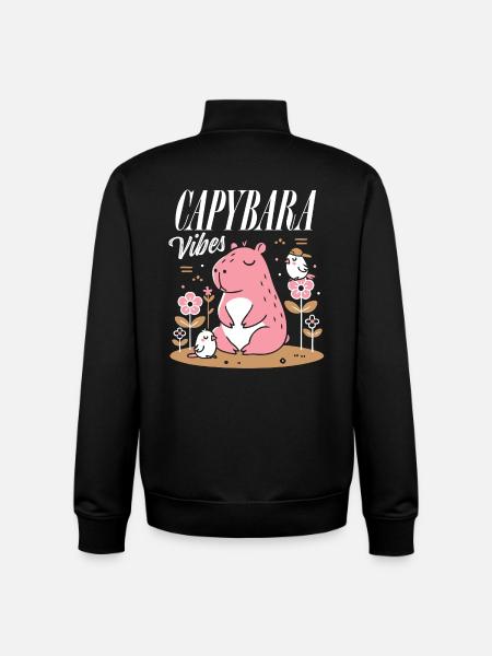 Ambiance détendue de Capybara - Sweat zippé unisexe en coton bio Stanley/Stella - noir