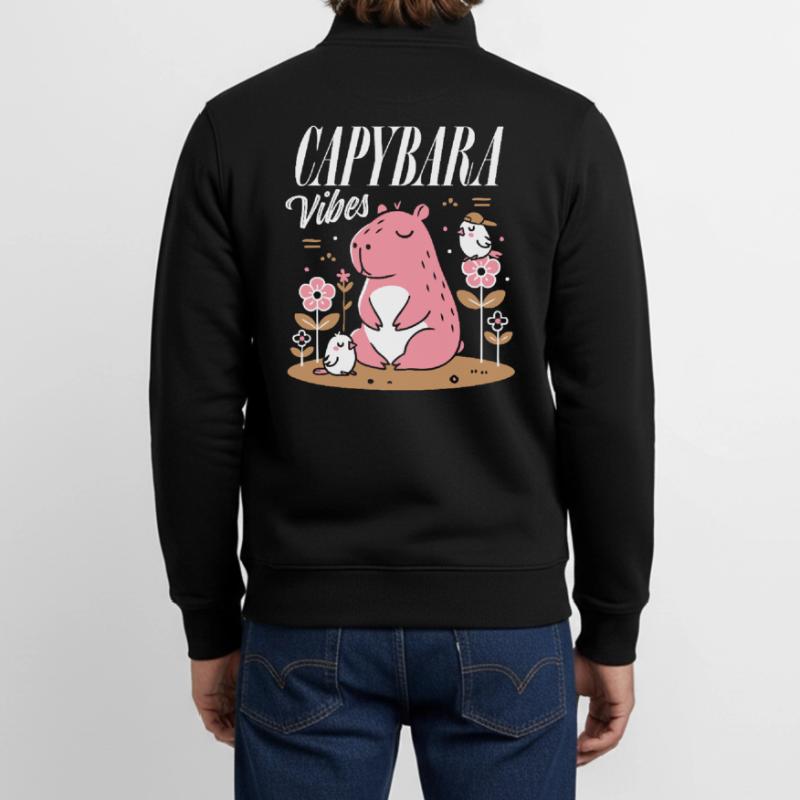 Entspannte Capybara-Vibes Unisex Organic Zip Sweatshirt von Stanley/Stella
