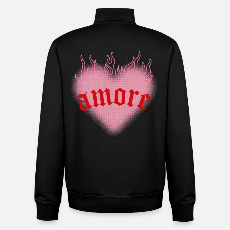 Burning love - Unisex Organic Zip Sweatshirt by Stanley/Stella - black