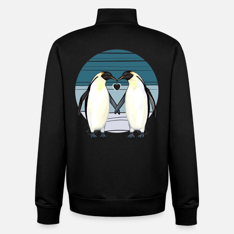 Valentinstag - Pinguin Liebe mit Herz - Unisex Organic Zip Sweatshirt von Stanley/Stella - Schwarz
