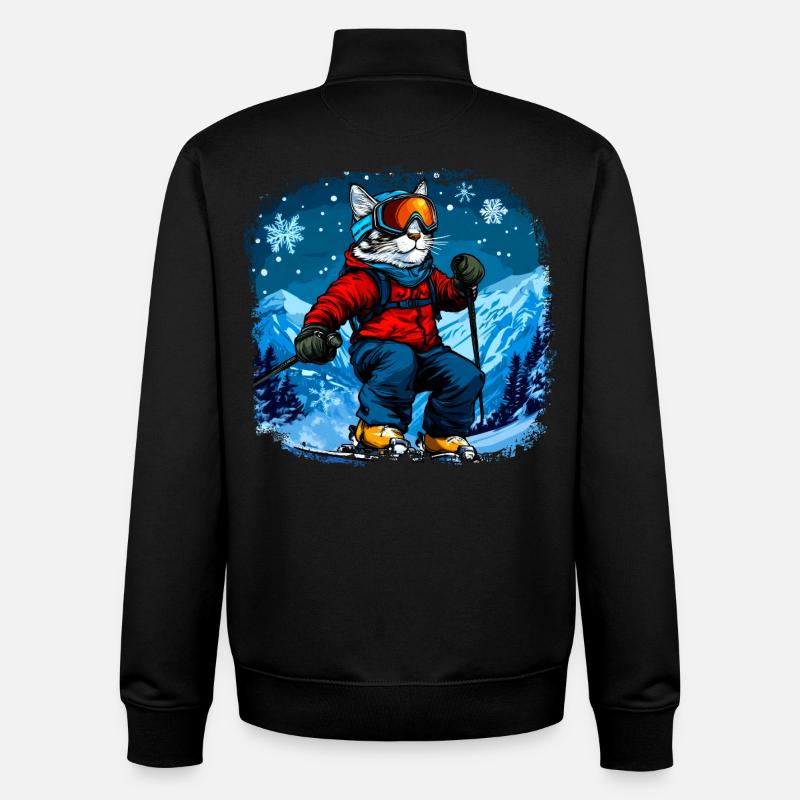 Katzen Ski - Unisex Organic Zip Sweatshirt von Stanley/Stella - Schwarz