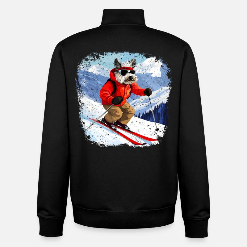 Chien de ski - Sweat zippé unisexe en coton bio Stanley/Stella - noir