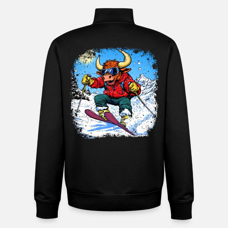 Ski Taurus - Sweat zippé unisexe en coton bio Stanley/Stella - noir
