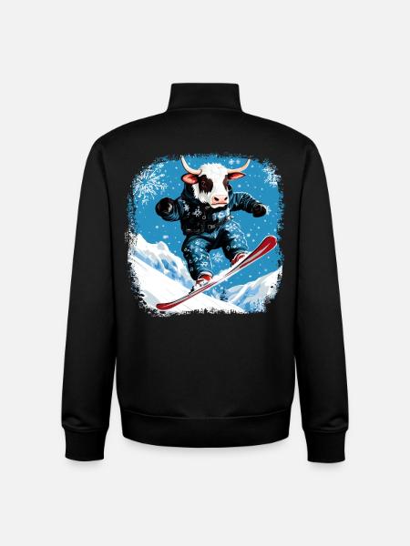 Vaches snowboard - Sweat zippé unisexe en coton bio Stanley/Stella - noir