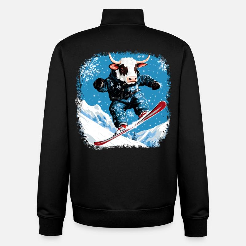 Snowboard Kühe - Unisex Organic Zip Sweatshirt von Stanley/Stella - Schwarz
