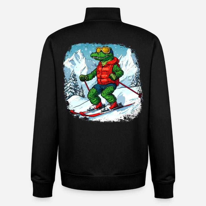 Crocodiles Ski - Sweat zippé unisexe en coton bio Stanley/Stella - noir