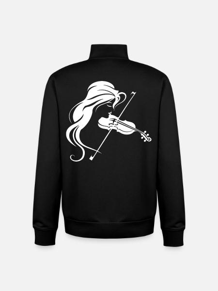 Fiddle Girl Drawing - Unisex Organic Zip Sweatshirt by Stanley/Stella - black