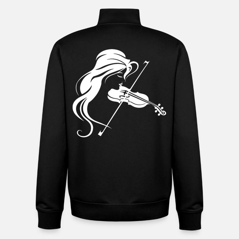 Dessin de fille de violon - Sweat zippé unisexe en coton bio Stanley/Stella - noir