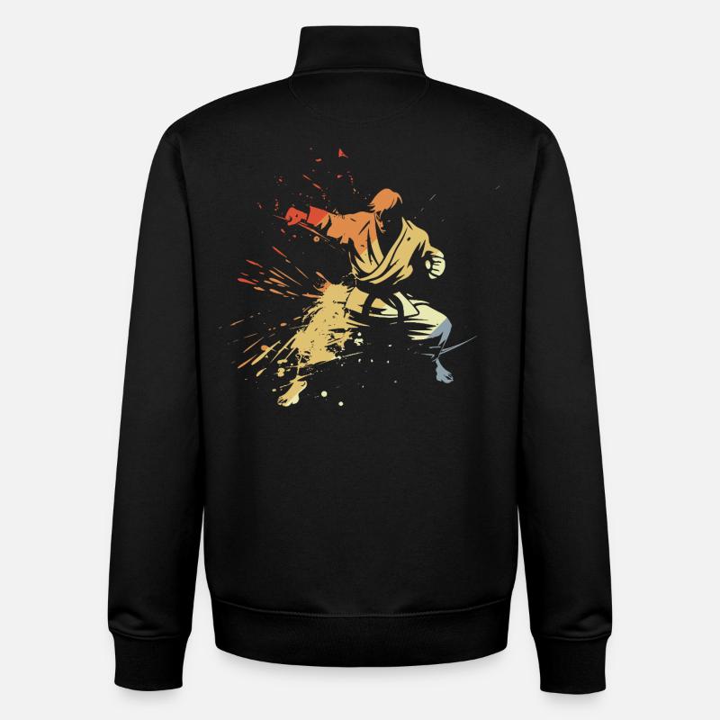 Karate Boy Graphic - Unisex Organic Zip Sweatshirt by Stanley/Stella - black