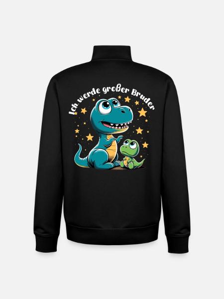 T-Rex Baby Dino Storebror Dinobaby Gåva - Unisex sweatshirt med dragkedja i ekologisk bomull Stanley/Stella - svart