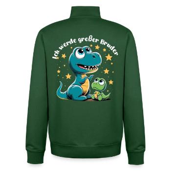 T-Rex Baby Dino Großer Bruder Dinobaby Geschenk - Unisex Organic Zip Sweatshirt von Stanley/Stella - Flaschengrün - Hinten - AI Model Male 185 dark (185cm)