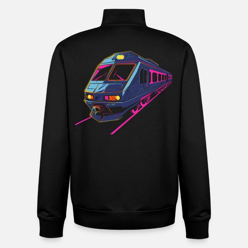 Train Rétro - Sweat zippé unisexe en coton bio Stanley/Stella - noir