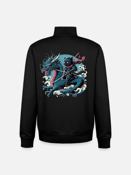 Ninja Cat Dragon Ninjato Gift - Unisex Organic Zip Sweatshirt by Stanley/Stella - black
