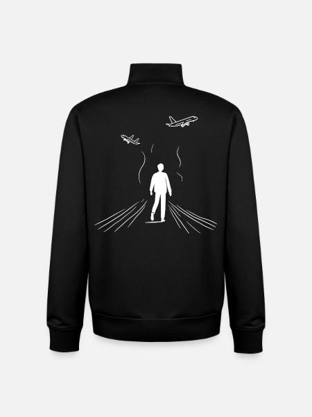 Plane Spotter - Unisex Organic Zip Sweatshirt by Stanley/Stella - black