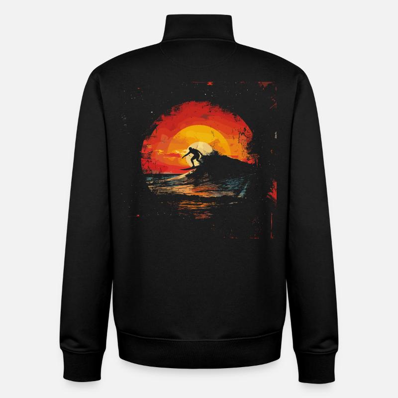 Surfer Sunset - Unisex Organic Zip Sweatshirt by Stanley/Stella - black
