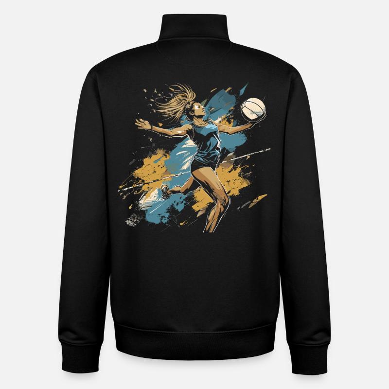 Graffiti d’un joueur de volley-ball - Sweat zippé unisexe en coton bio Stanley/Stella - noir