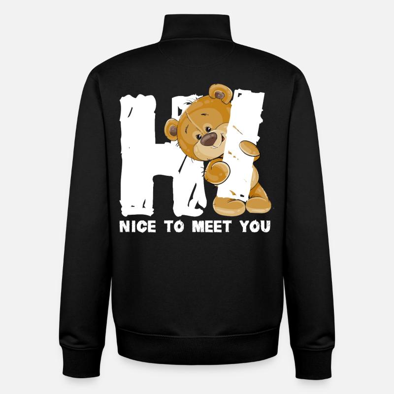 Niedlicher Teddybär Begrüßung englischer Spruch - Unisex Organic Zip Sweatshirt von Stanley/Stella - Schwarz