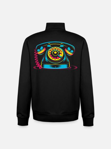 Retro Phone 80s - Unisex Organic Zip Sweatshirt by Stanley/Stella - black