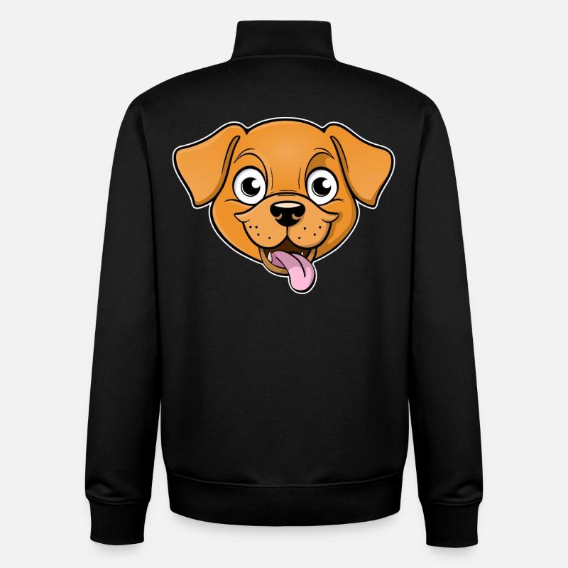 Fröhliches Bild eines Hundekopfes - Unisex Organic Zip Sweatshirt von Stanley/Stella - Schwarz