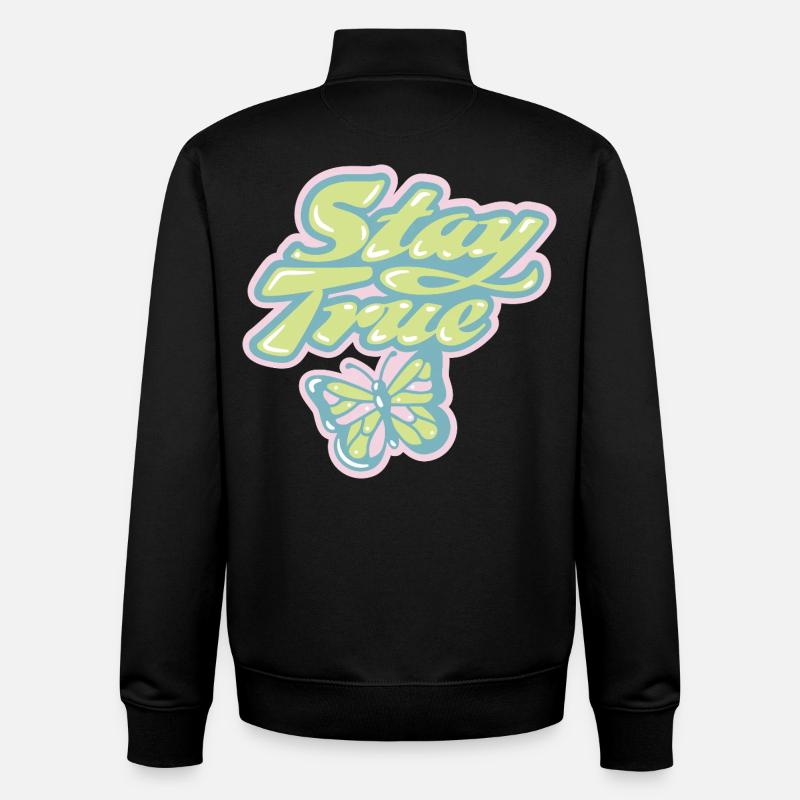 Stay True – Rétro pastel doux - Sweat zippé unisexe en coton bio Stanley/Stella - noir