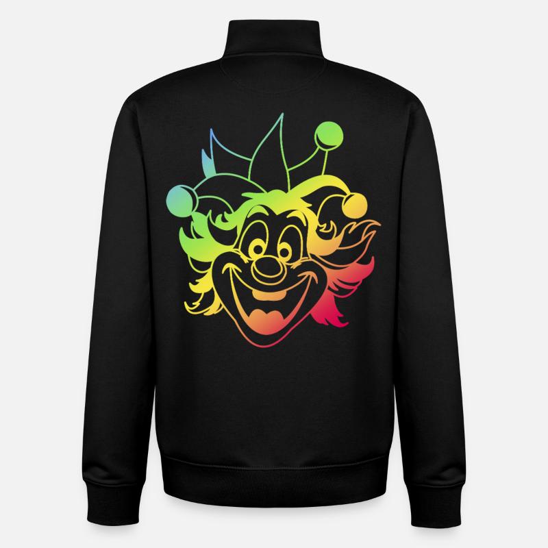 Rainbow Jester Smile Clown Kasper Fasching - Unisex Organic Zip Sweatshirt von Stanley/Stella - Schwarz