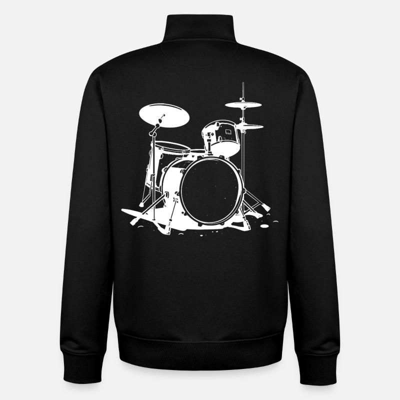 Drum Set Drawing - Unisex Organic Zip Sweatshirt by Stanley/Stella - black