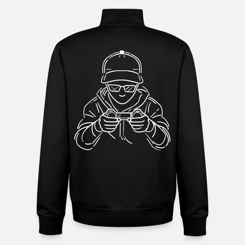 Dessin de joueur - Sweat zippé unisexe en coton bio Stanley/Stella - noir