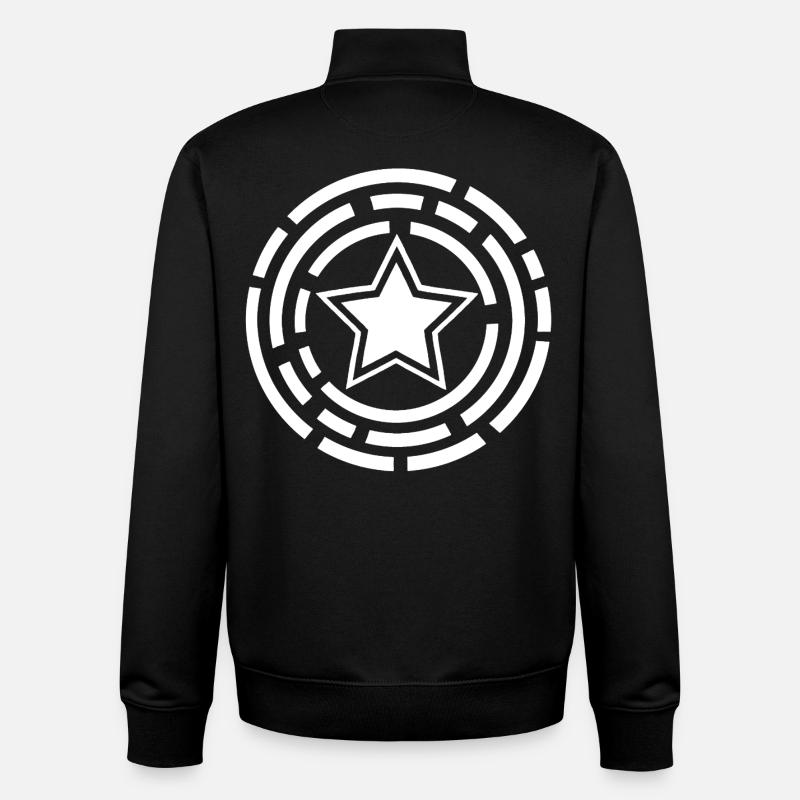 étoile blanche - Sweat zippé unisexe en coton bio Stanley/Stella - noir