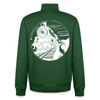 Railway Graphic - Unisex Organic Zip Sweatshirt by Stanley/Stella - bottle green - Back - AI Model Male 185 dark (185cm)