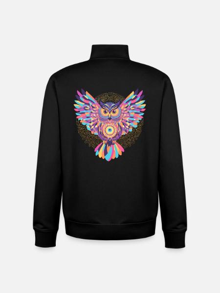 Regenbogenmandala-Eule - Unisex Organic Zip Sweatshirt von Stanley/Stella - Schwarz