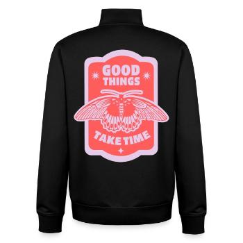 Geduld & Wachstum – Ästhetisches Motiv - Unisex Organic Zip Sweatshirt von Stanley/Stella - Schwarz - Hinten - AI Model Male 185 light (185cm)