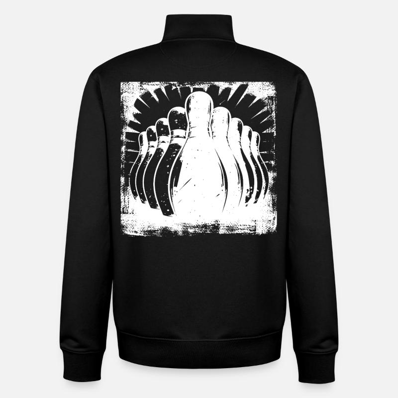 Quilles Bowling - Sweat zippé unisexe en coton bio Stanley/Stella - noir