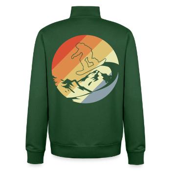 Snowboarder Retro Stil - Unisex Organic Zip Sweatshirt von Stanley/Stella - Flaschengrün - Hinten - AI Model Male 185 dark (185cm)
