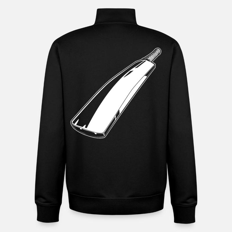 Dessin de batte de cricket - Sweat zippé unisexe en coton bio Stanley/Stella - noir