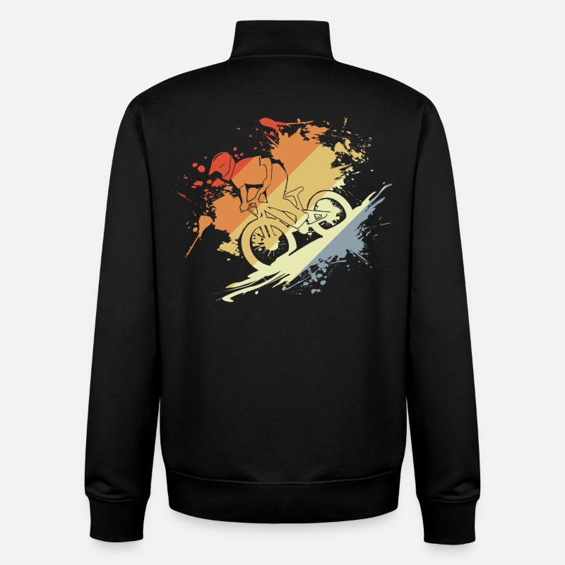 Mountain Biking Sketch Retro - Unisex Organic Zip Sweatshirt by Stanley/Stella - black