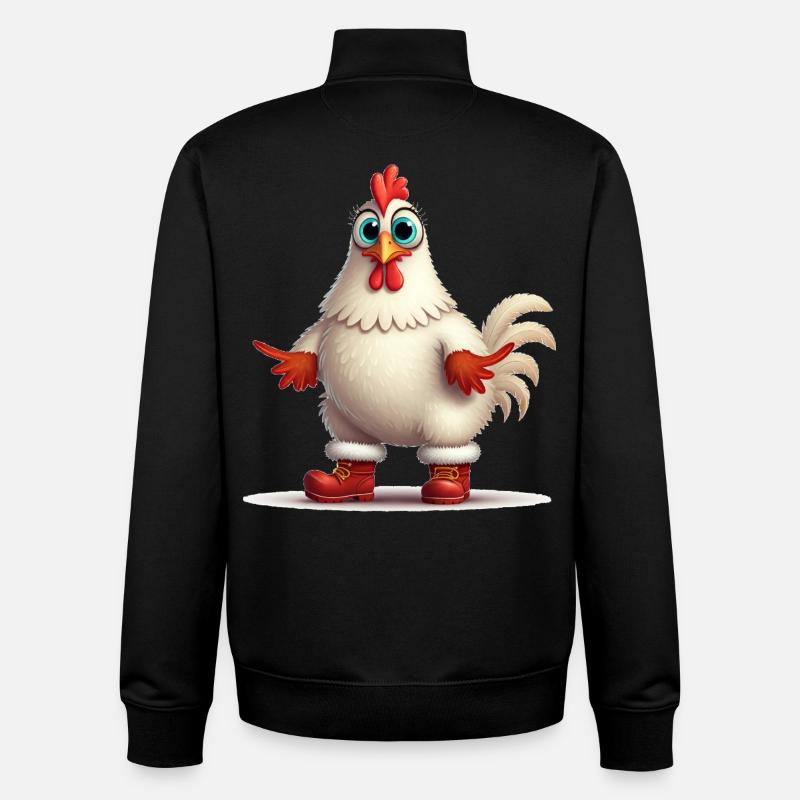Poule fougueuse avec bottes - Sweat zippé unisexe en coton bio Stanley/Stella - noir