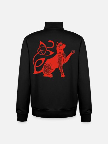 Chat rouge celte - Sweat zippé unisexe en coton bio Stanley/Stella - noir