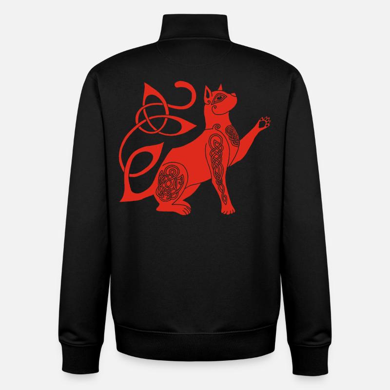 Keltische Rote Katze - Unisex Organic Zip Sweatshirt von Stanley/Stella - Schwarz