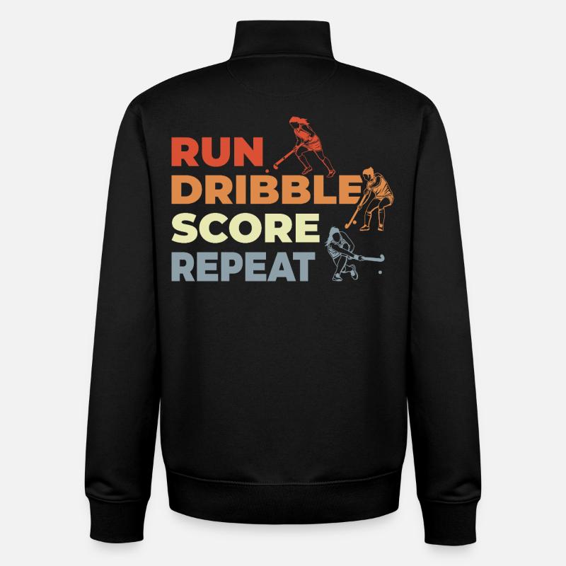 Courir, dribbler, marquer, répéter - Sweat zippé unisexe en coton bio Stanley/Stella - noir