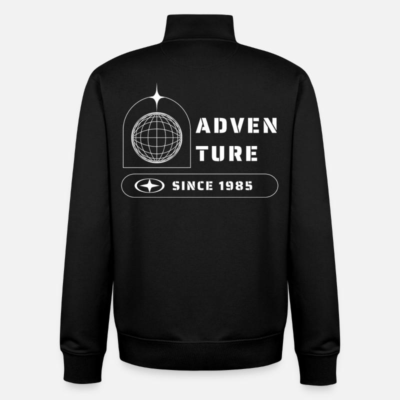 Aventure Explorer Voyage 1985 - Sweat zippé unisexe en coton bio Stanley/Stella - noir