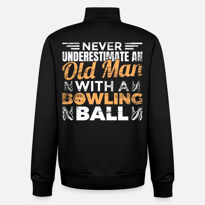 Grand-père du bowling - Sweat zippé unisexe en coton bio Stanley/Stella - noir
