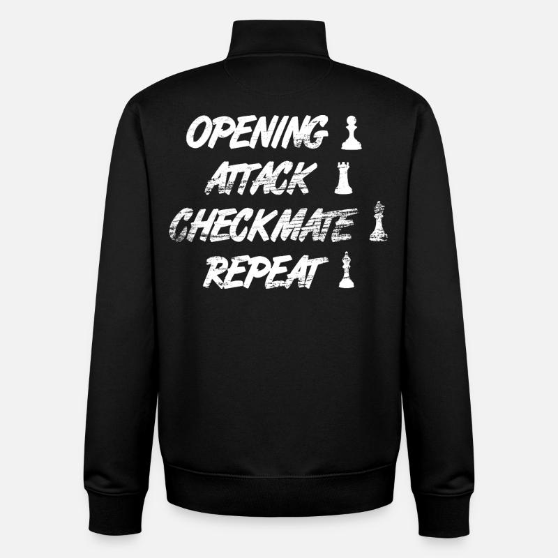 Techniques d’échecs - Sweat zippé unisexe en coton bio Stanley/Stella - noir