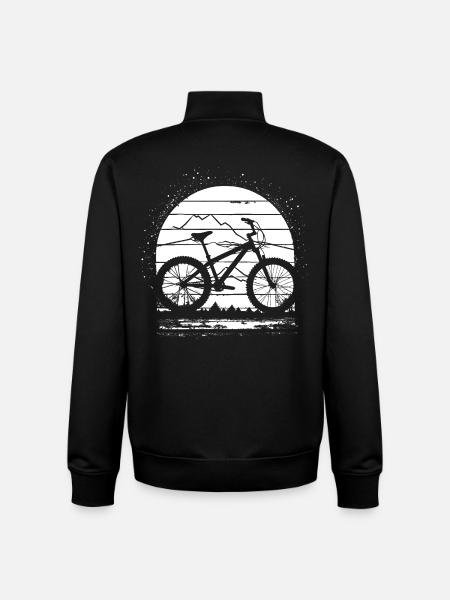Mountain Biking Drawing - Unisex Organic Zip Sweatshirt by Stanley/Stella - black