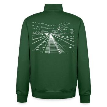 Railway - Unisex Organic Zip Sweatshirt by Stanley/Stella - bottle green - Back - AI Model Male 185 dark (185cm)