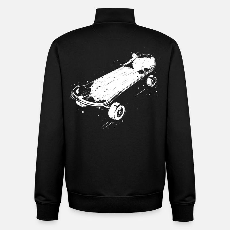 Skateboard Skizze - Unisex Organic Zip Sweatshirt von Stanley/Stella - Schwarz