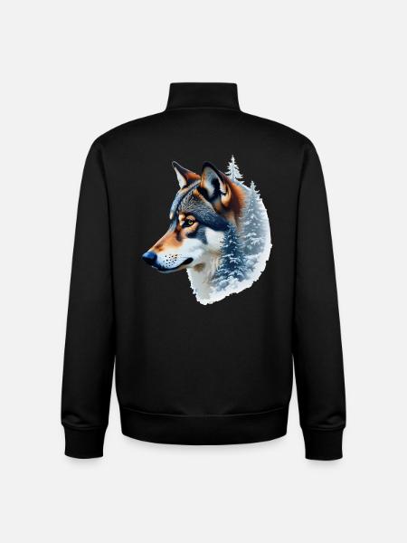Snow Wolf: Wild and Winter Fusion - Unisex Organic Zip Sweatshirt by Stanley/Stella - black