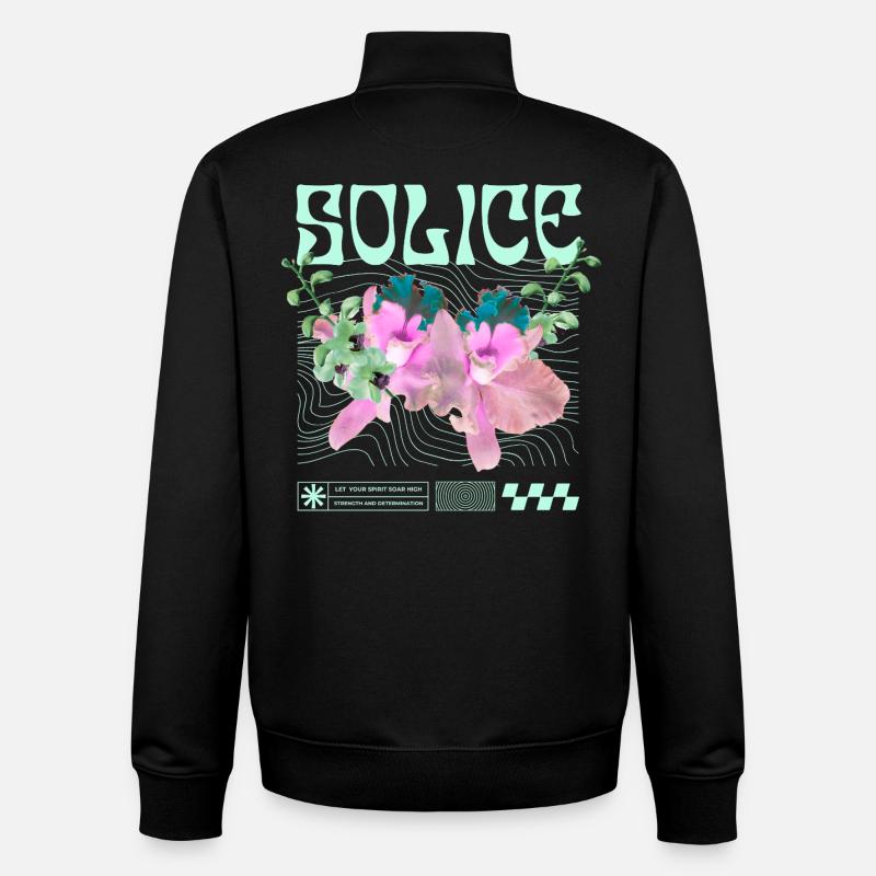 Solice – Botanical Tranquility - Unisex Organic Zip Sweatshirt by Stanley/Stella - black