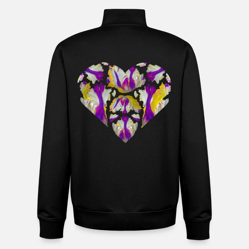 Farbexplosion im Herzen - Unisex Organic Zip Sweatshirt von Stanley/Stella - Schwarz