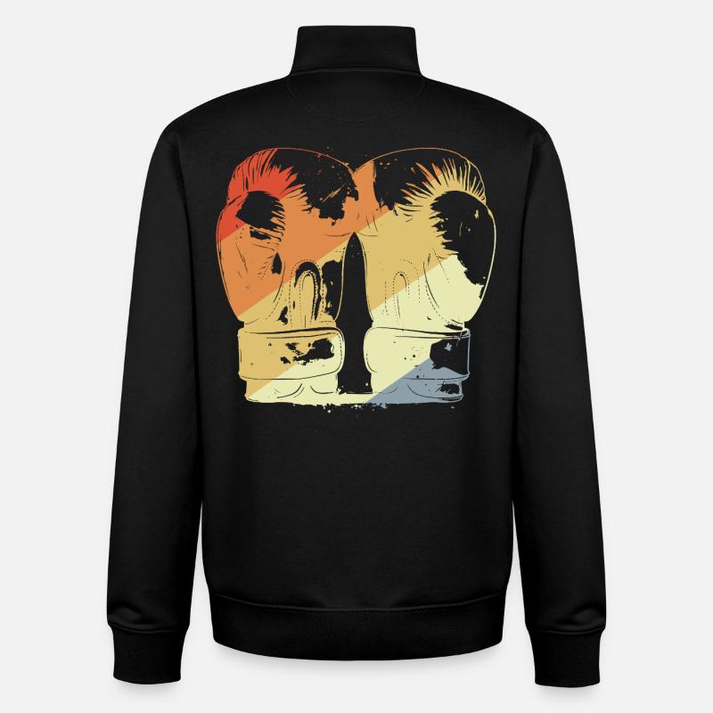 Gants de boxe Retro - Sweat zippé unisexe en coton bio Stanley/Stella - noir