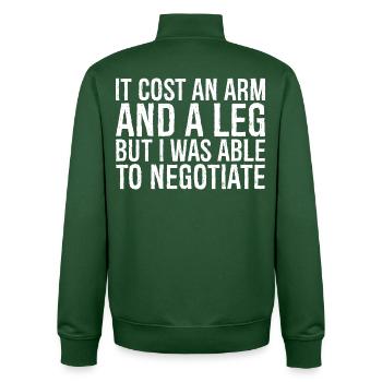 it cost an arm and a leg but I was able negotiate - Unisex Organic Zip Sweatshirt by Stanley/Stella - bottle green - Back - AI Model Male 185 dark (185cm)